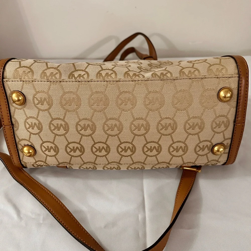 Michael Kors Cream and Tan Satchel